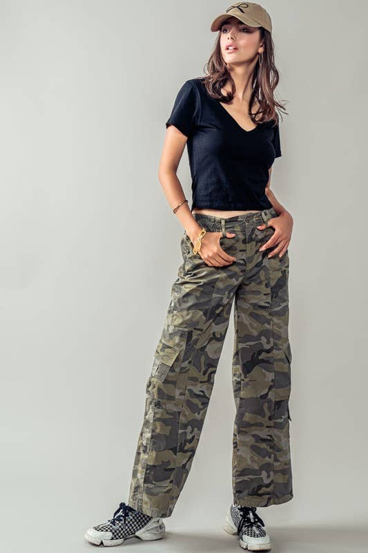 Wide Leg Camo Utility Pants