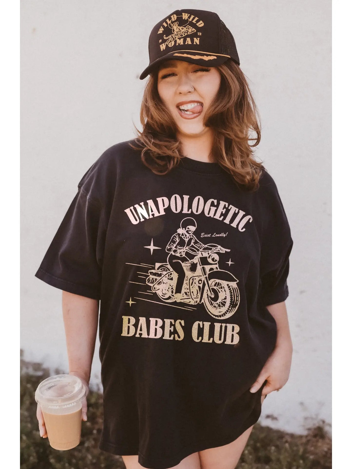 Unapologetic Babes Club Oversized Graphic Tee - Black