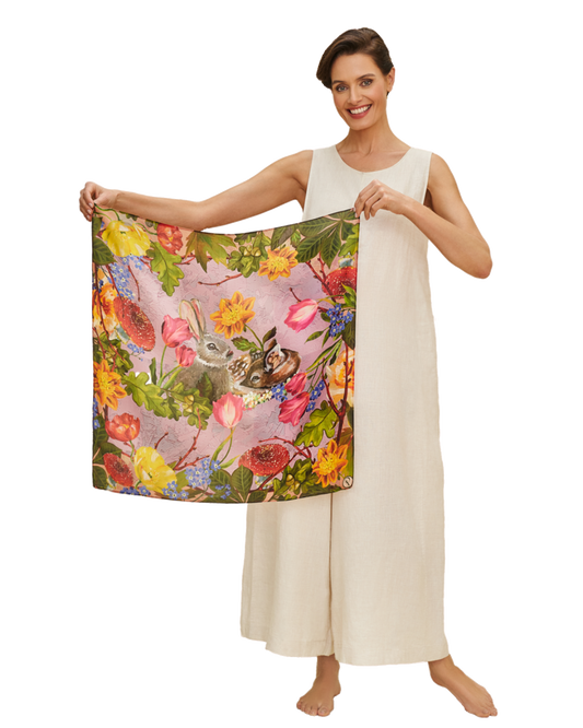 100% Silk Whimsical Woodland Scarf