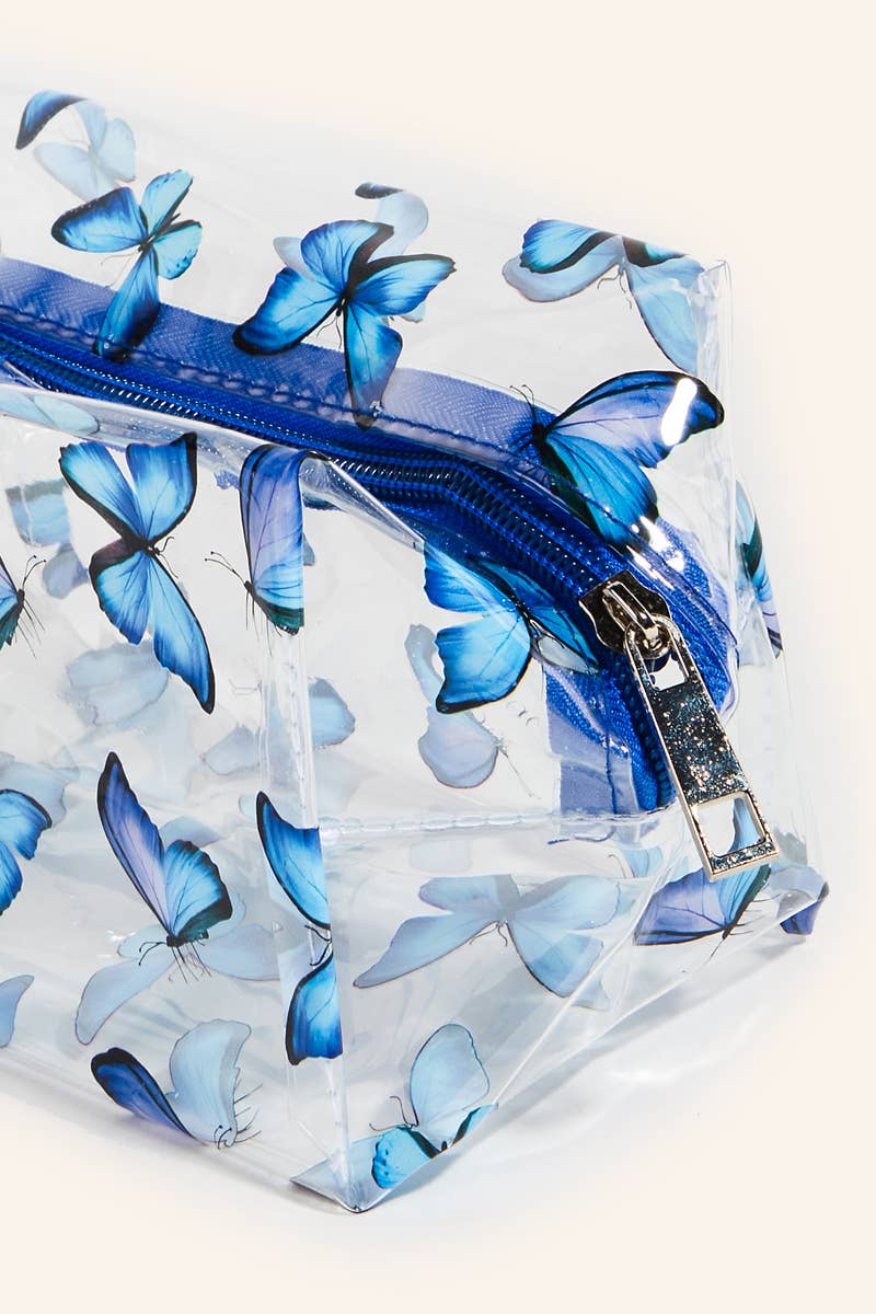 Clear Patterned Vinyl Cosmetic Bag