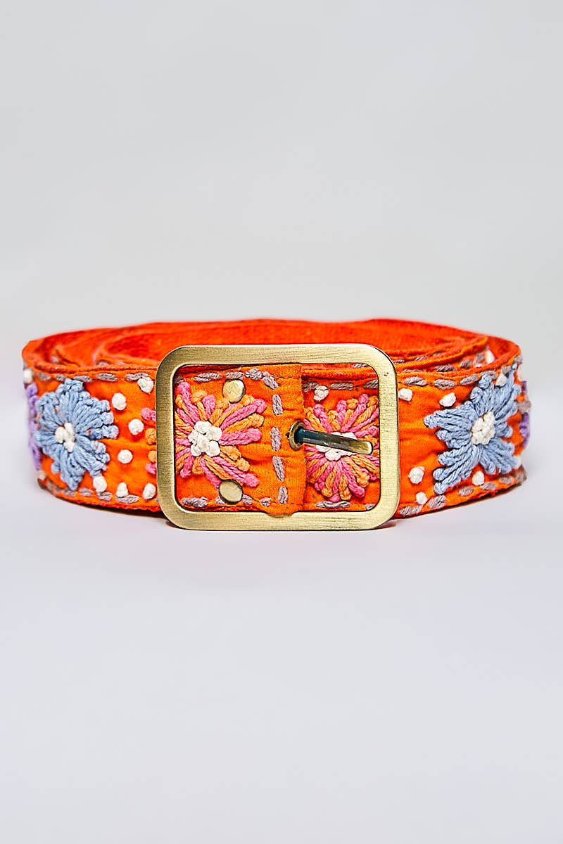 Handcrafted Flower Embroidered Bead Accessory Belt