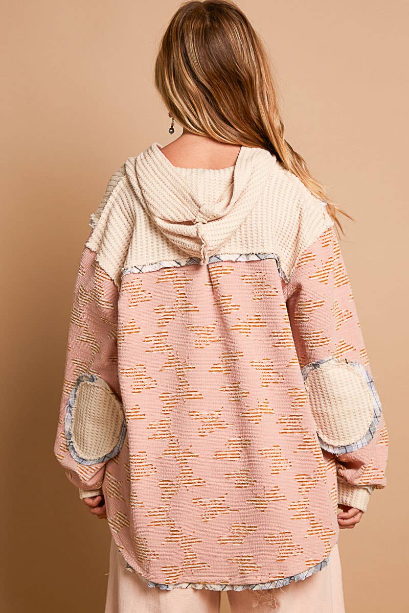 Butterfly Balloon Sleeve Hooded Thermal Knit Top