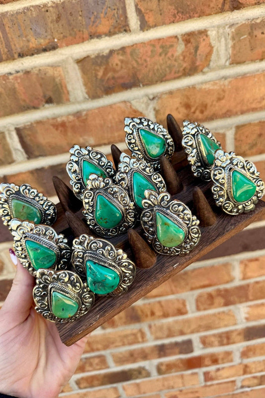 Blue Teardrop Chunky Statement Ring