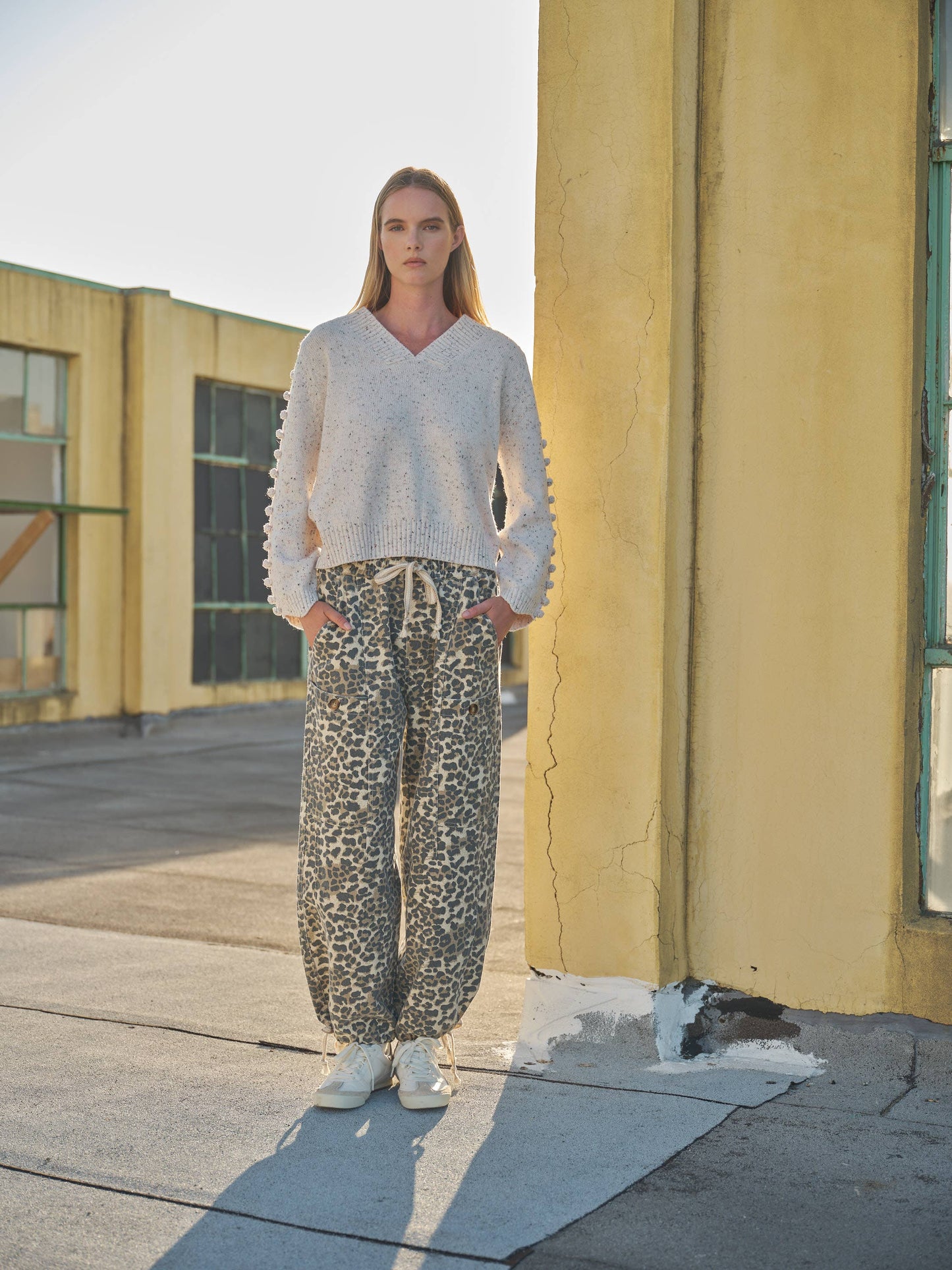 LEOPARD PRINT RELAXED FIT PULL-ON PANTS