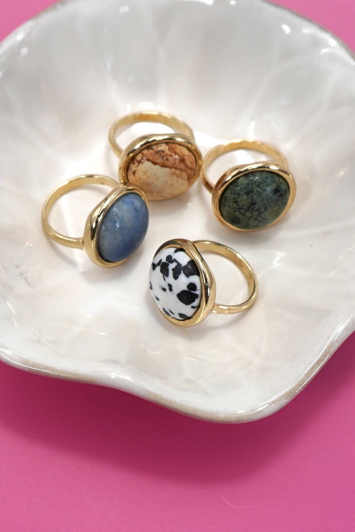 NATURAL STONE COCKTAIL STATEMENT RING
