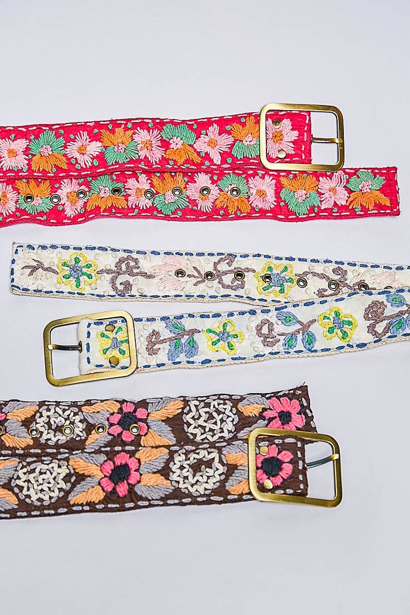 Handcrafted Flower Embroidered Bead Accessory Belt