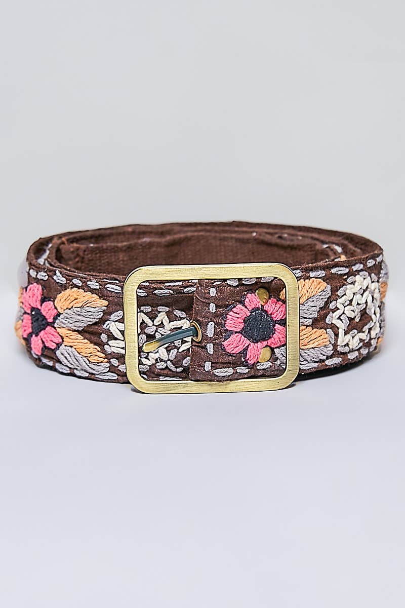 Handcrafted Flower Embroidered Bead Accessory Belt
