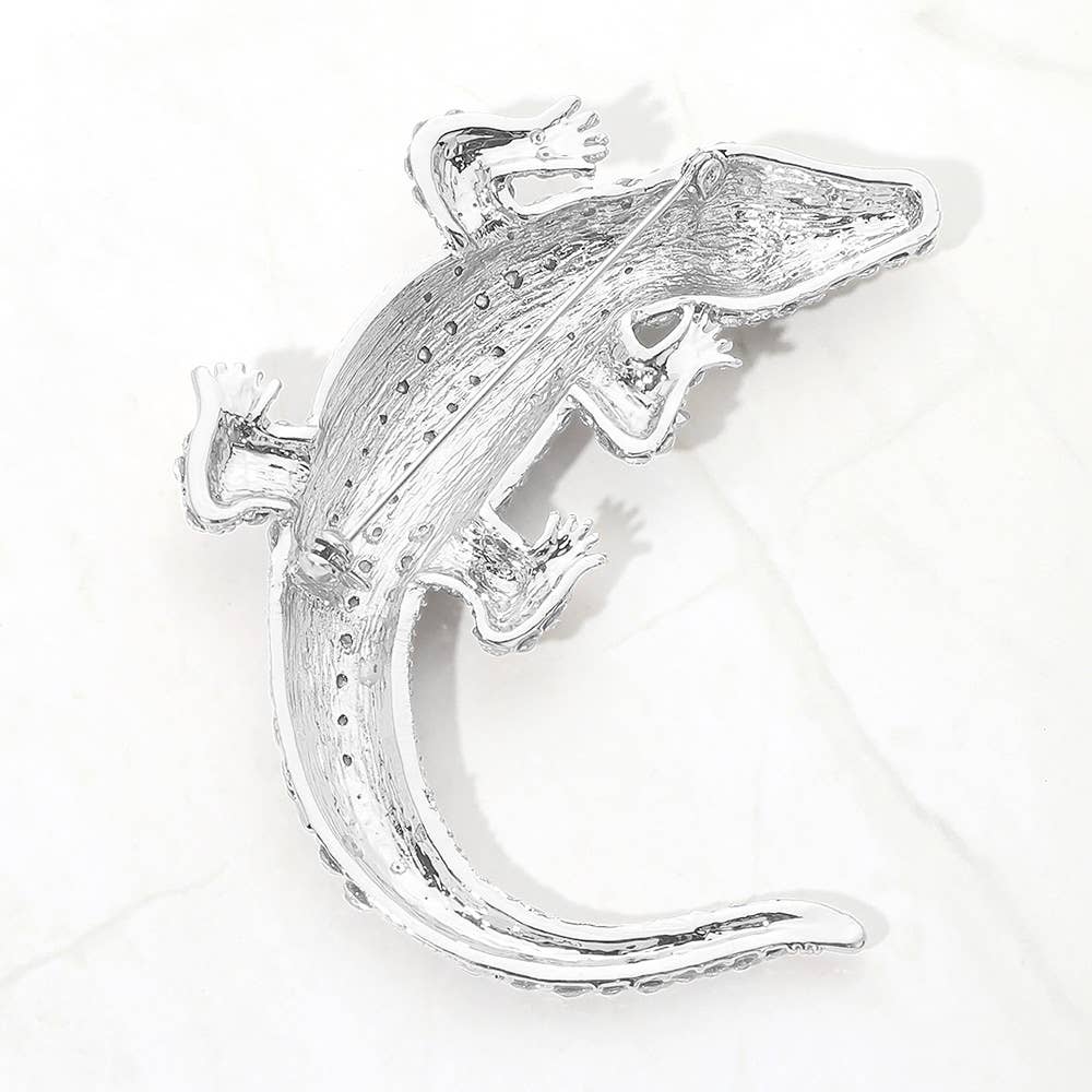 Crystal Pave Crocodile/Alligator Pin Brooch