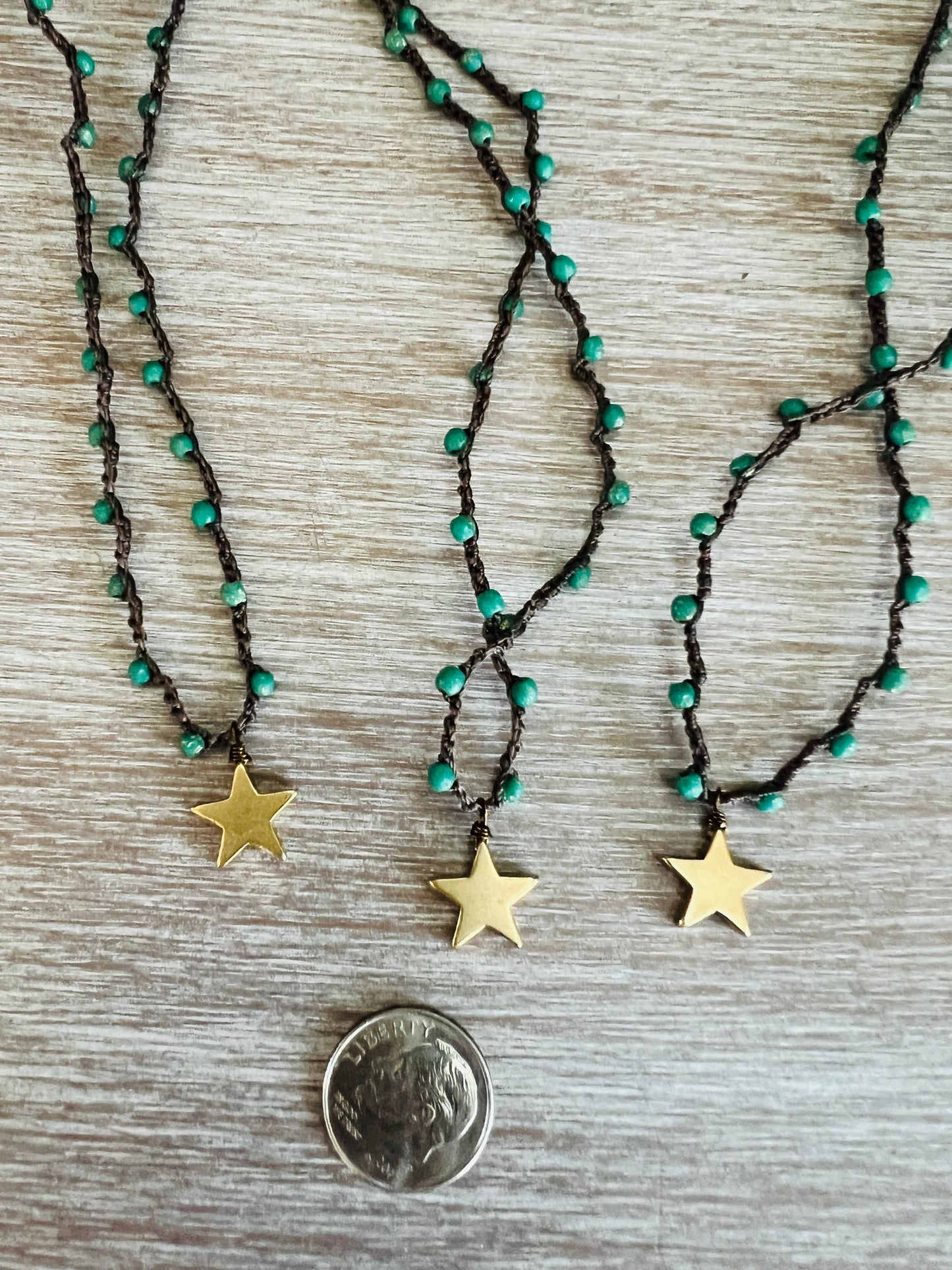 Forest Green Necklace With Shining Star Pendant