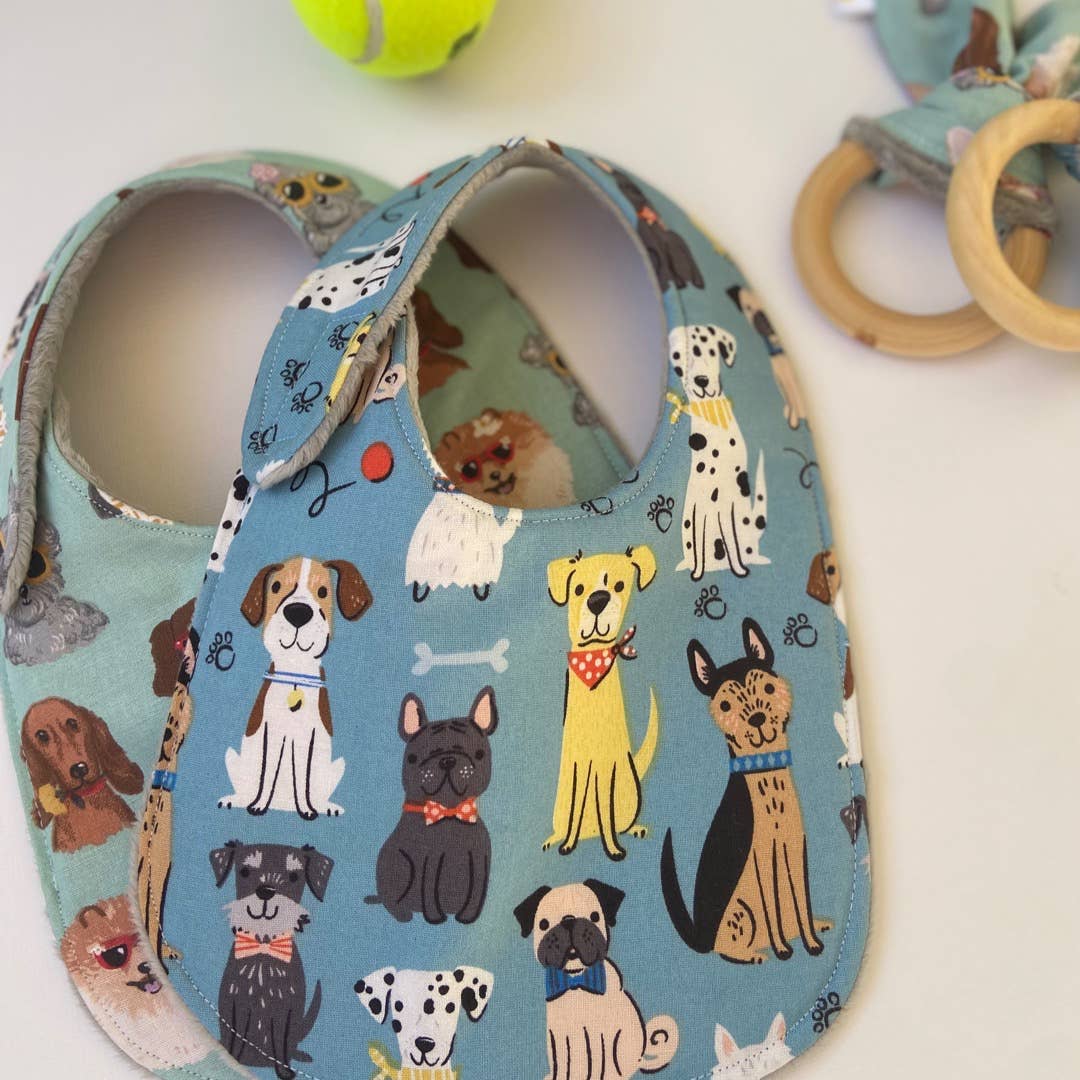 Dapper Dogs on Blue bib