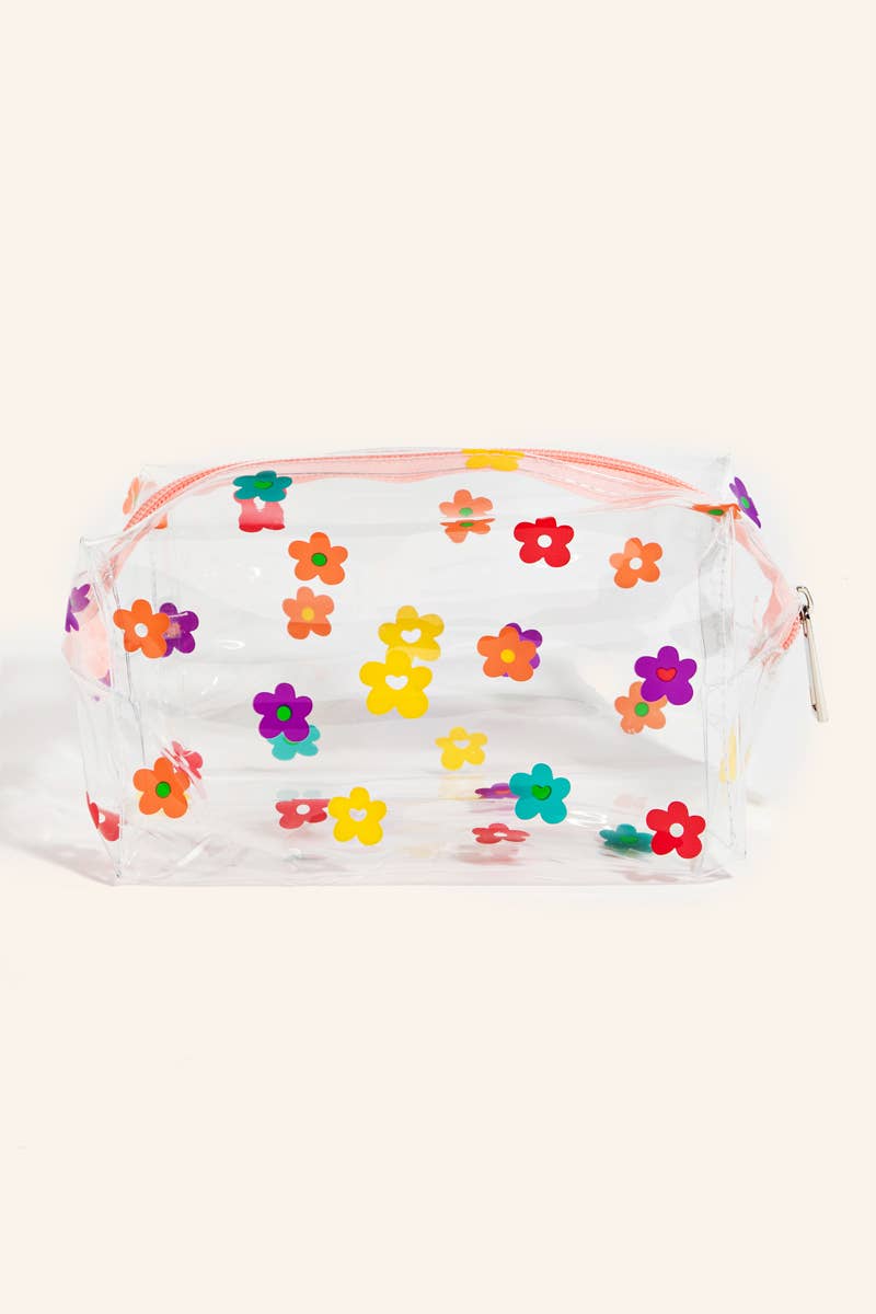 Clear Patterned Vinyl Cosmetic Bag