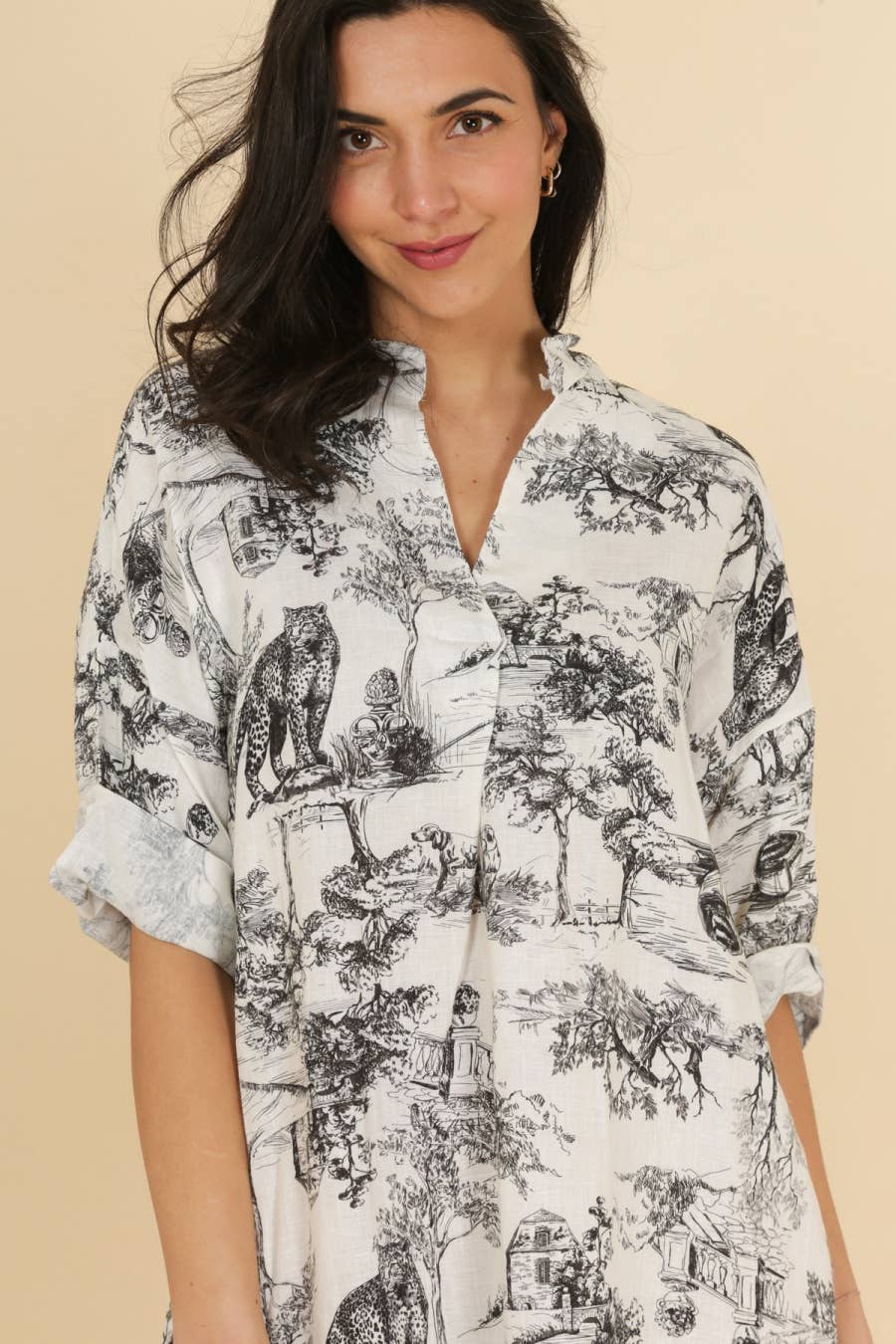 Jungle Toille Linen Dress