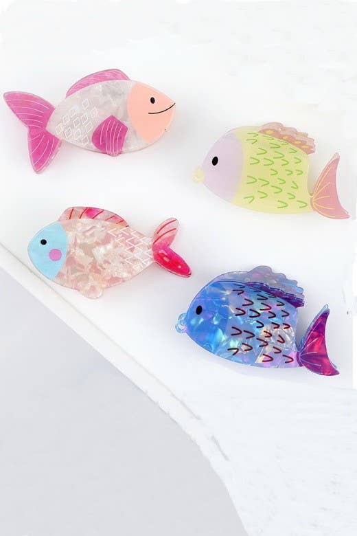 JUMBO VIBRANT OCEAN SEA FISH HAIR CLAW CLIPS