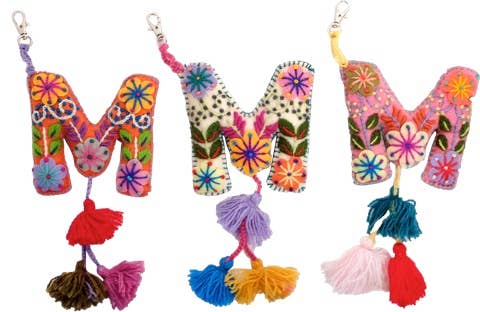 M - Hand Embroidered Keychain