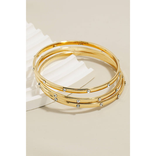 Gold Studded Station Layered Bangle Bracelet