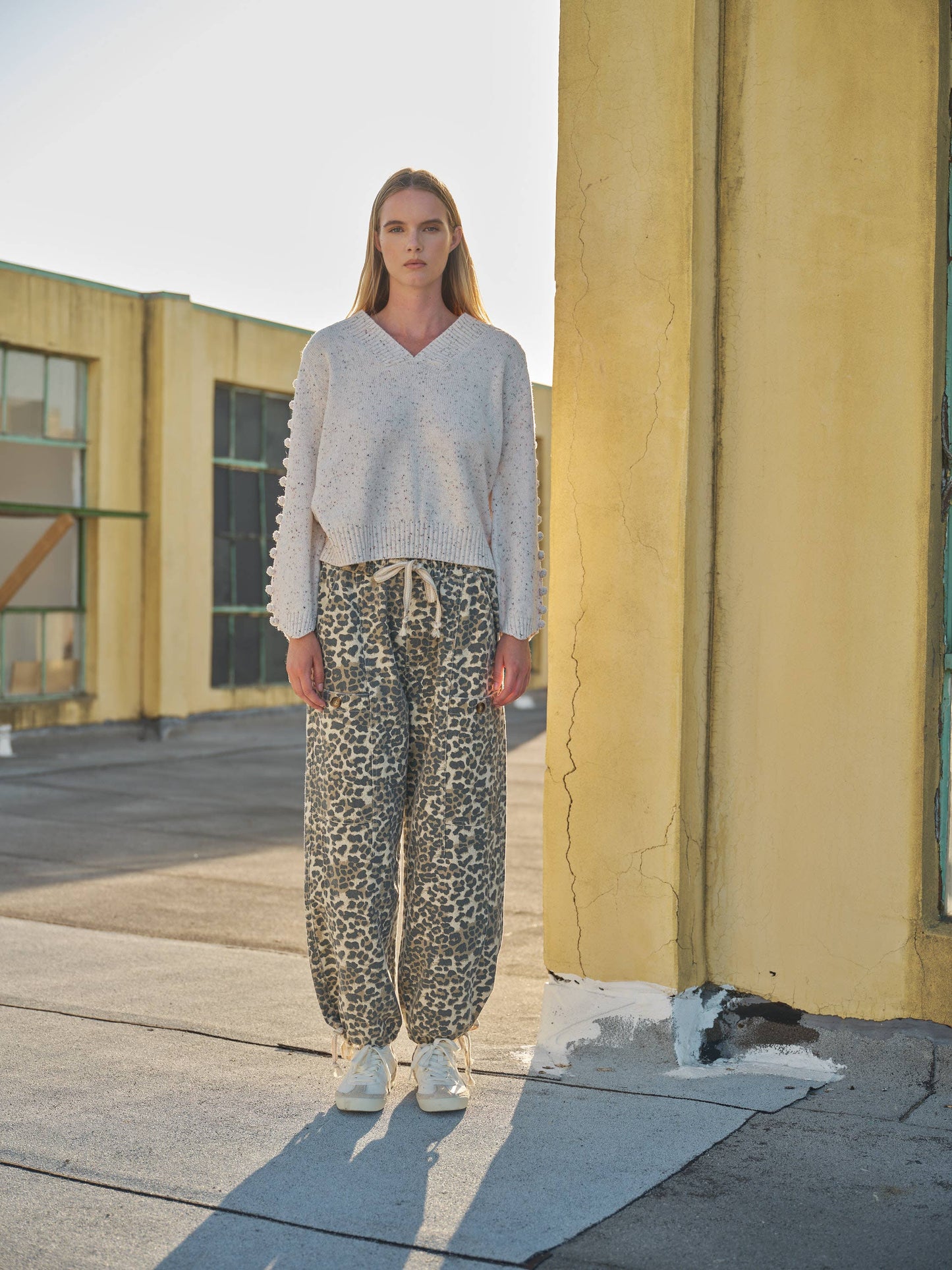 LEOPARD PRINT RELAXED FIT PULL-ON PANTS