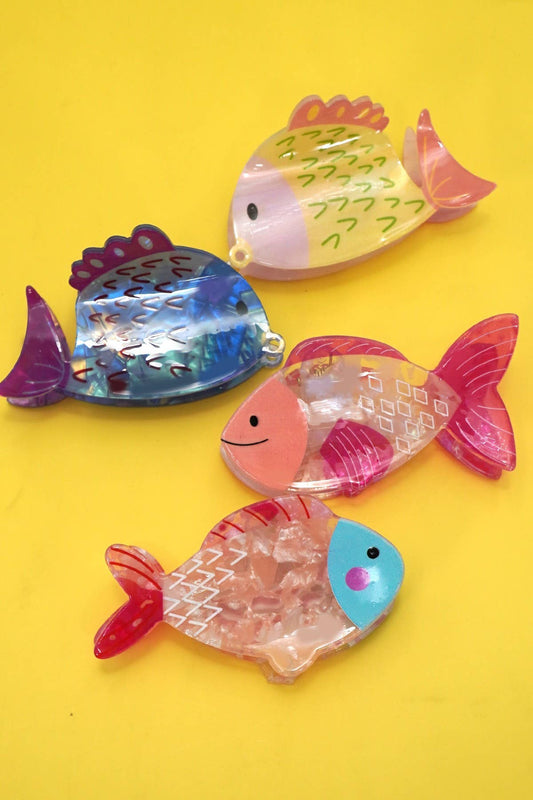 JUMBO VIBRANT OCEAN SEA FISH HAIR CLAW CLIPS