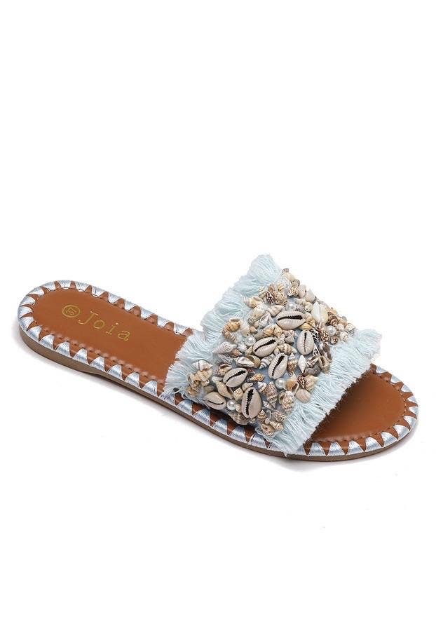 Light Blue Sea Shell Flip Flop Flat Sandal