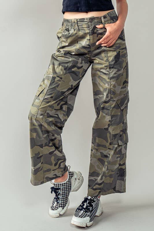 Wide Leg Camo Utility Pants