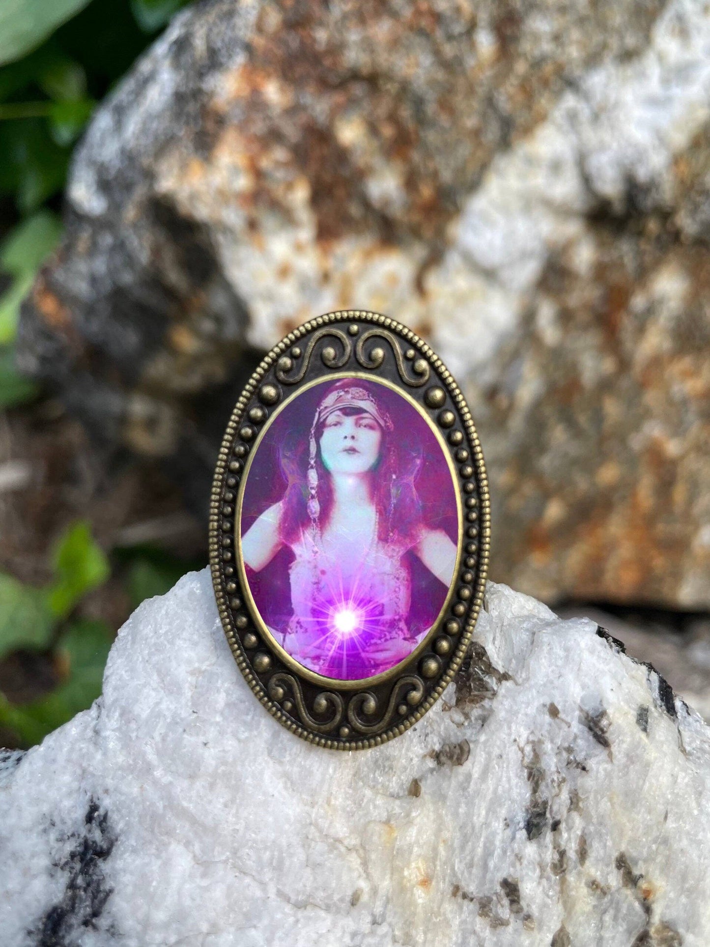 Cosmic Goddess Antiqued Bronze Adjustable Ring