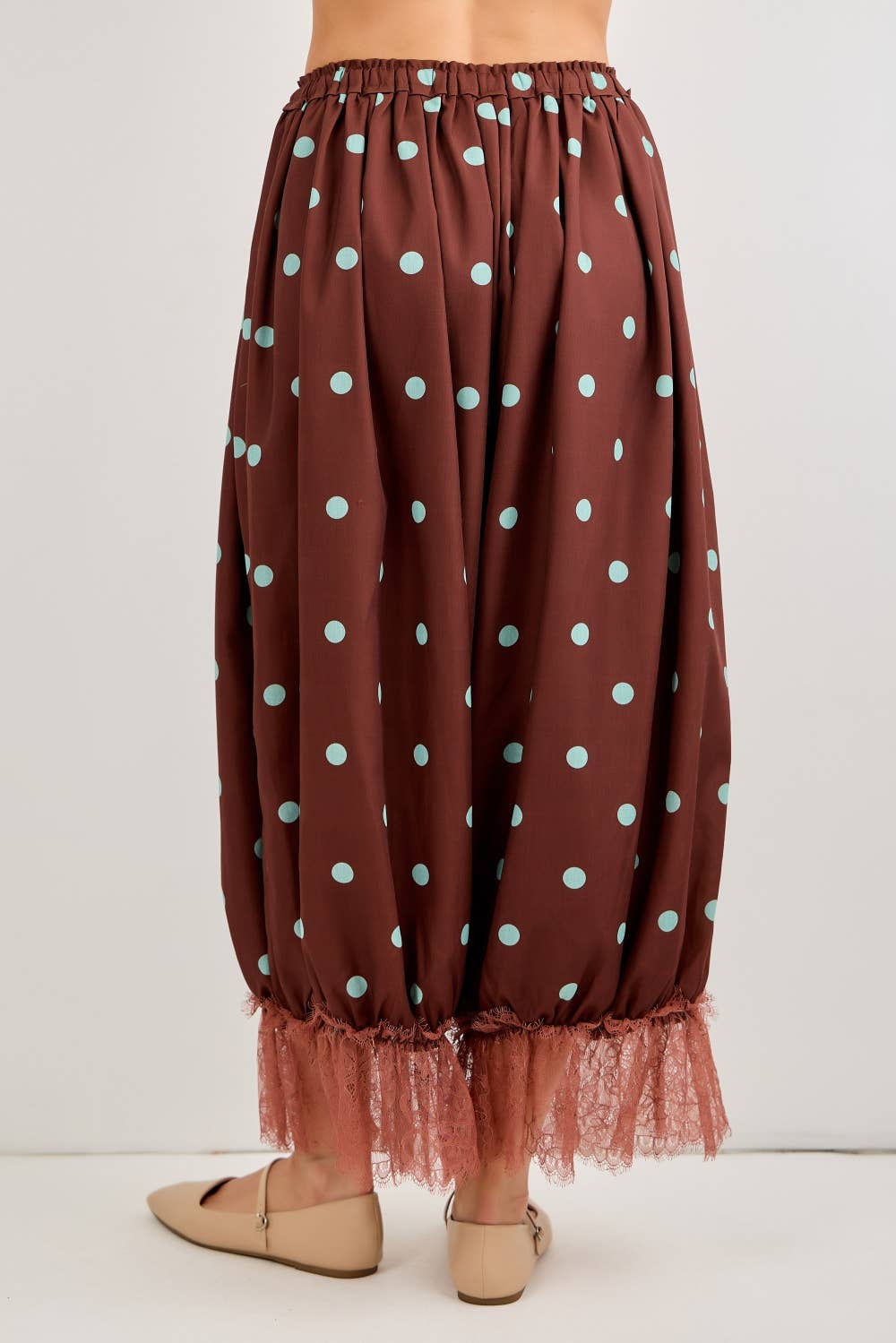 Pre order: EST SHIP SEPT 30 ❤️ POLKA DOT PRINT LACE TRIM PANTS