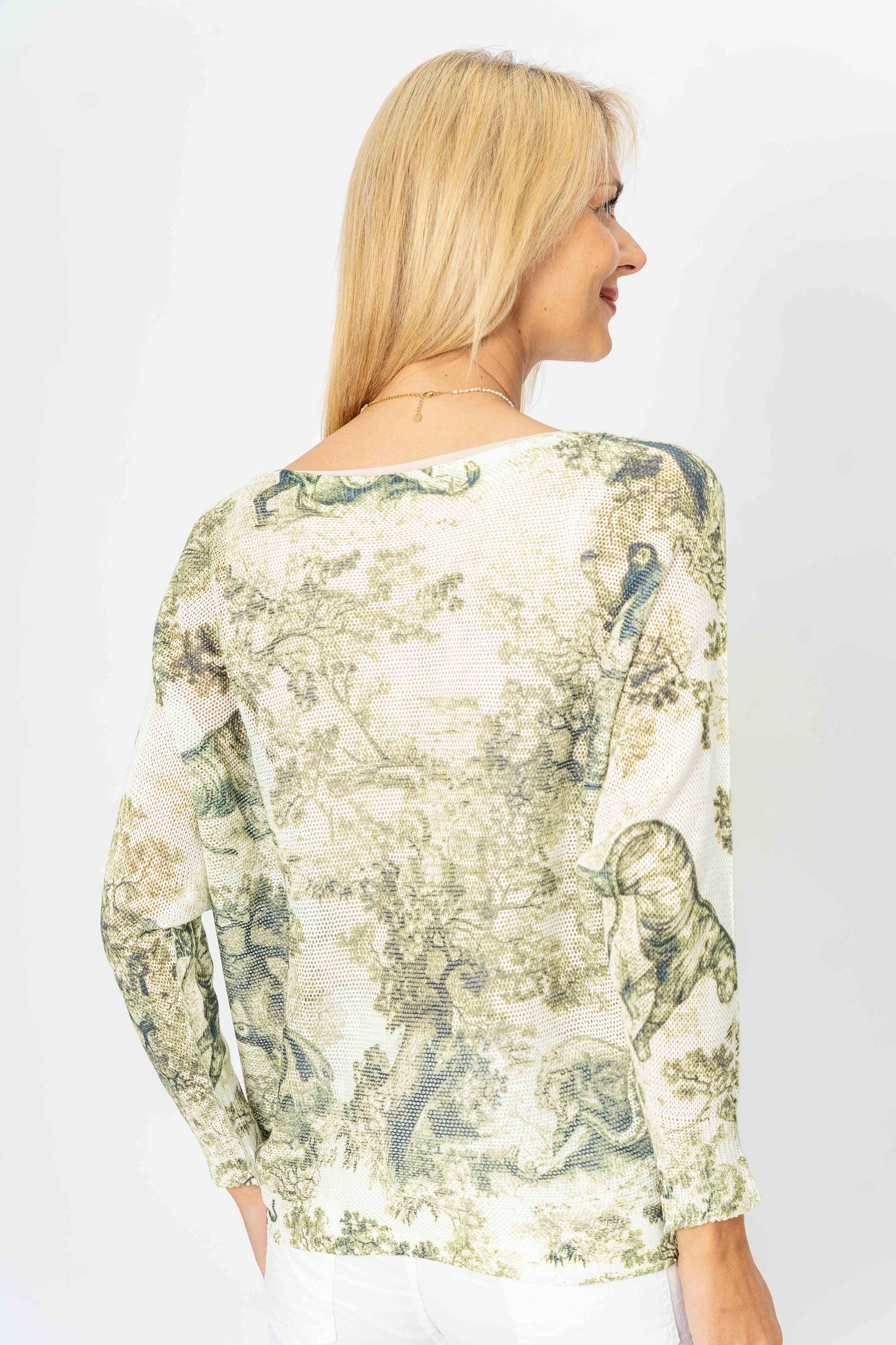"Toile de Jouy" Printed Batwing Sweater