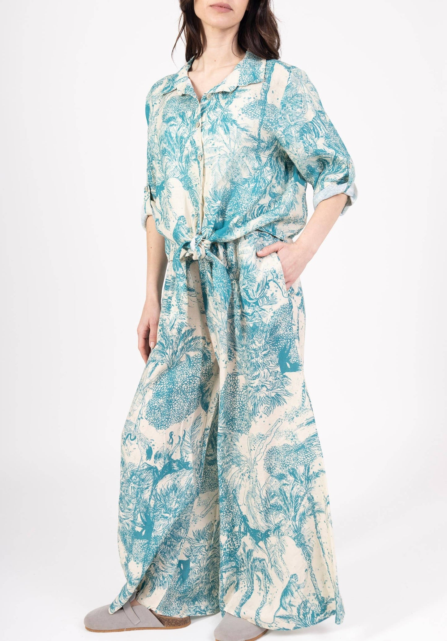 Jungle Toille Linen Blouse