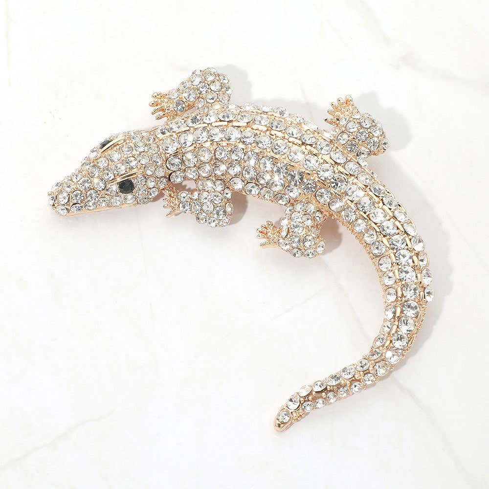 Crystal Pave Crocodile/Alligator Pin Brooch