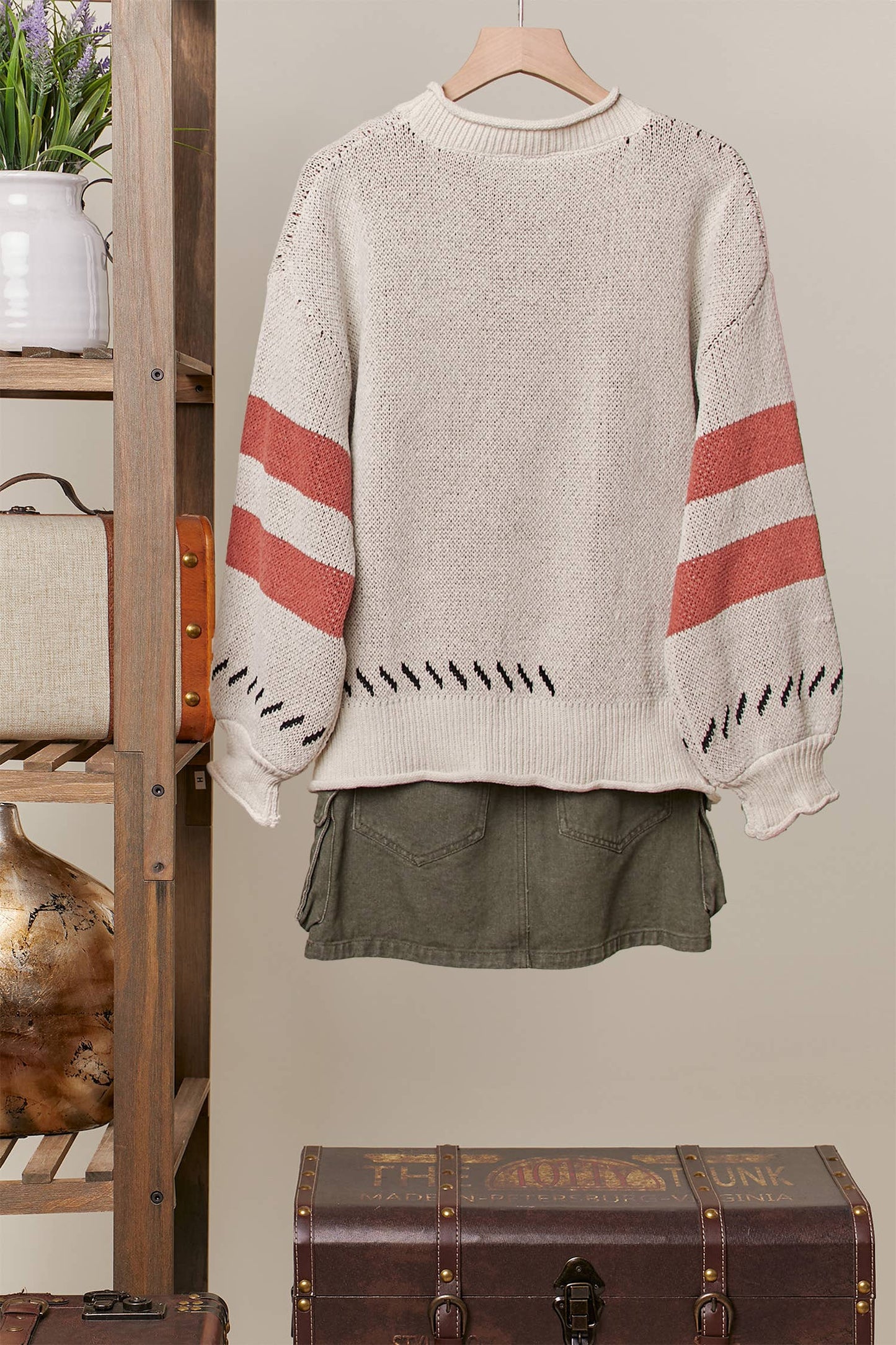 Tiger Embroidery Round Neck Sweater