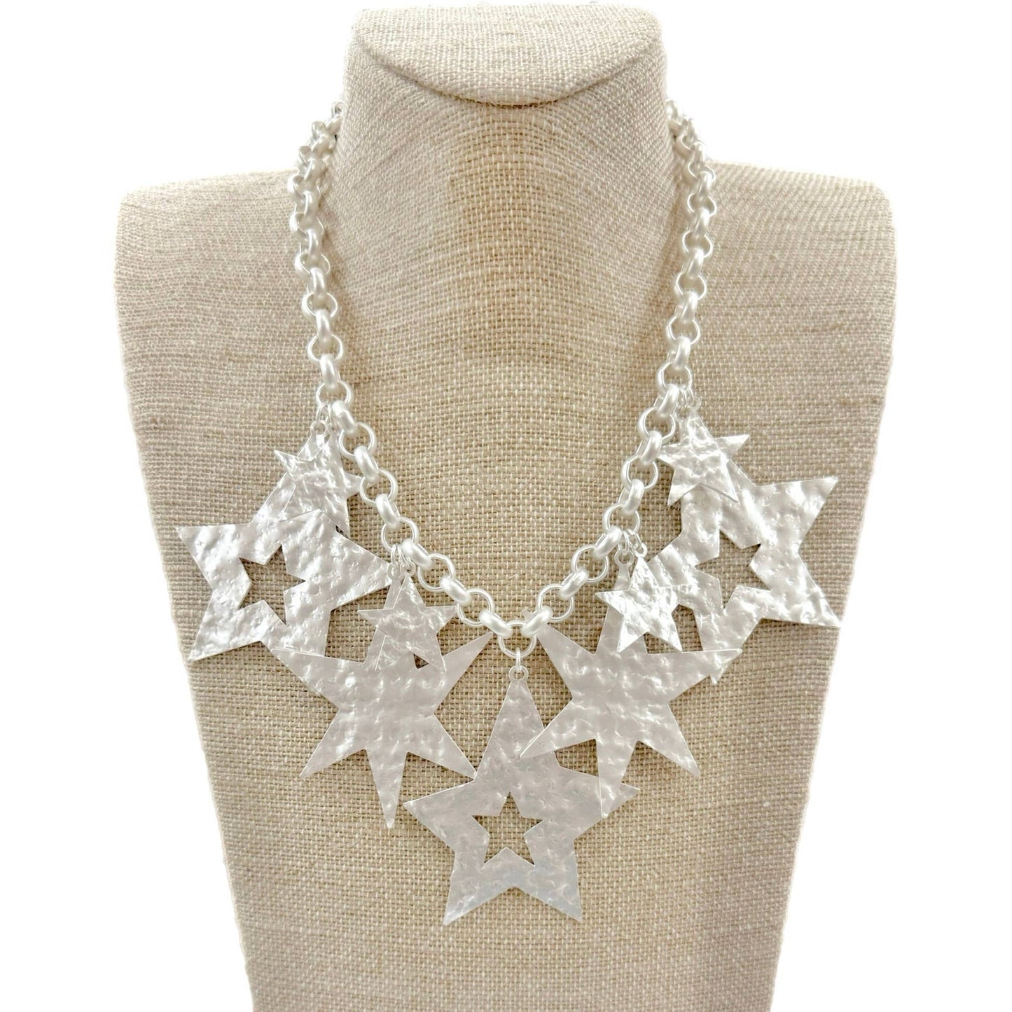 Gold or Silver Matte Multi Star Charms on Chain Necklace