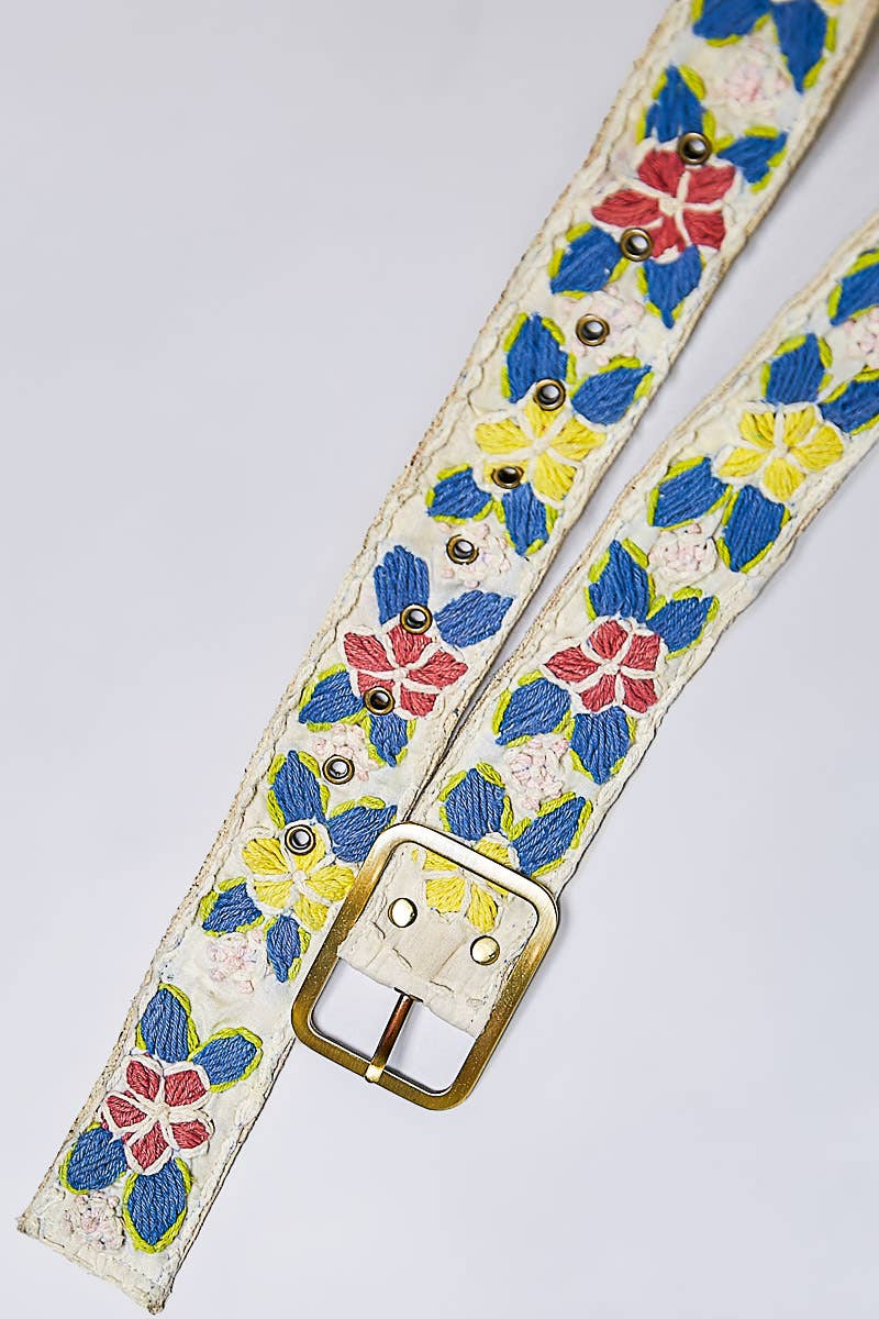 Handcrafted Flower Embroidered Bead Accessory Belt