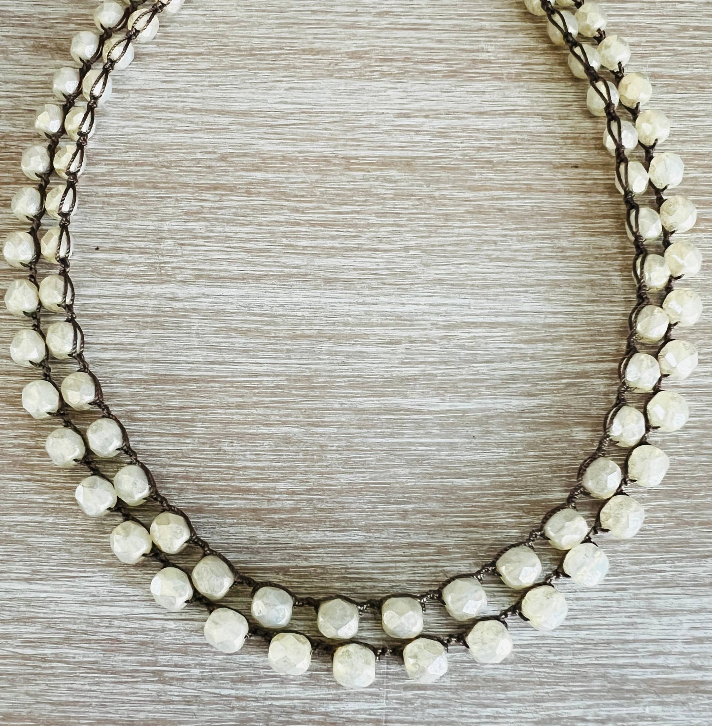Ivory Shimmer Long Layering Necklace To Wrap Or Double