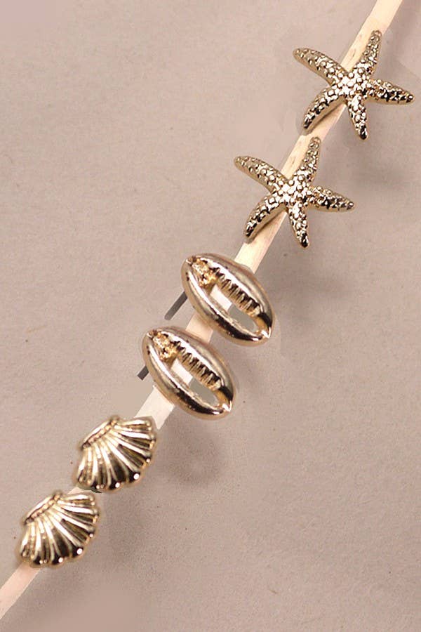 TRIO STUD SEASHELL EARIINGS