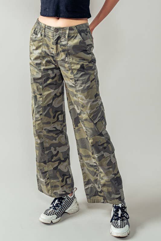 Wide Leg Camo Utility Pants