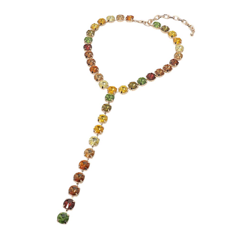 Shaped Round Crystal Drop Statement Necklace