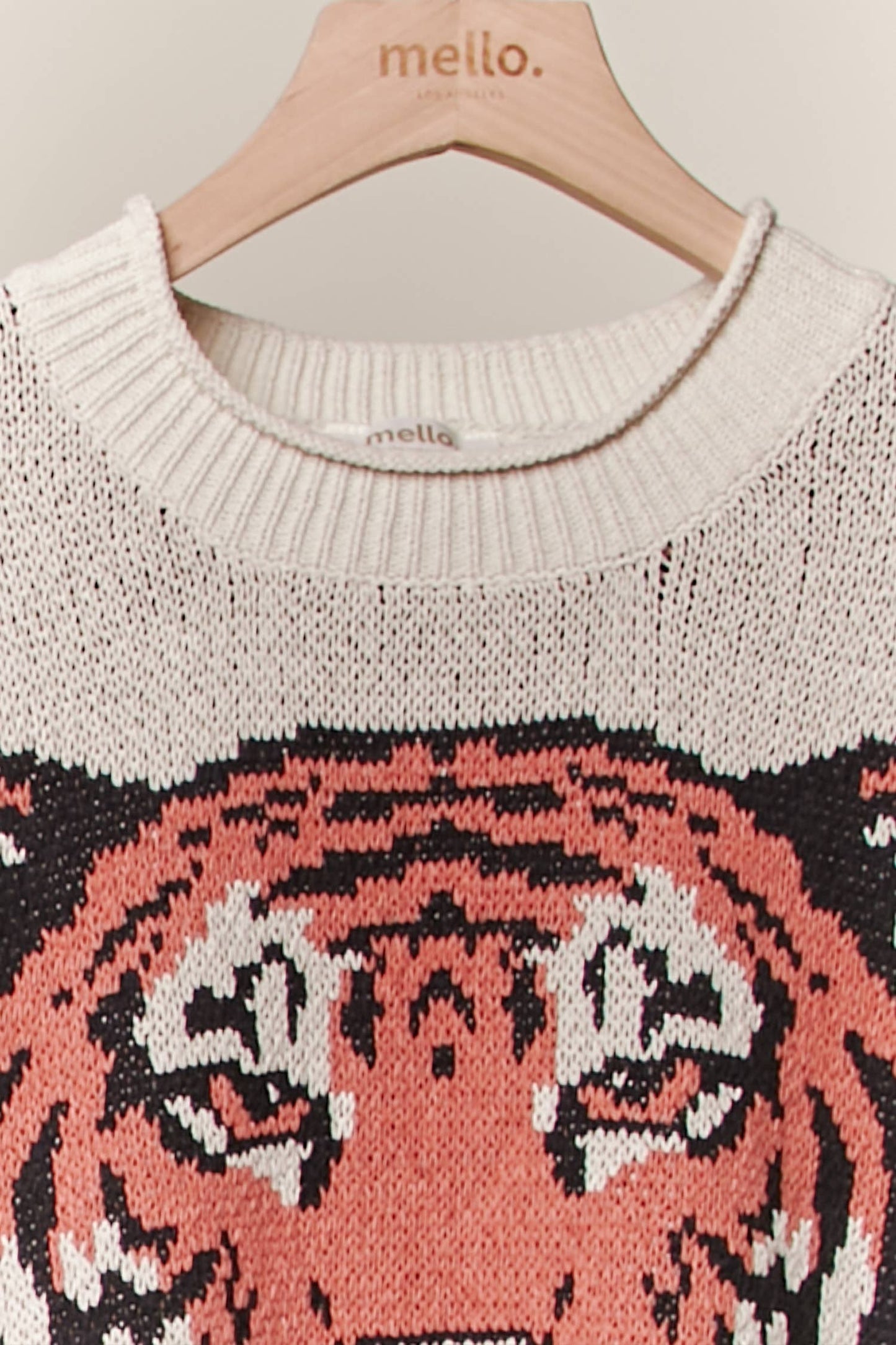 Tiger Embroidery Round Neck Sweater