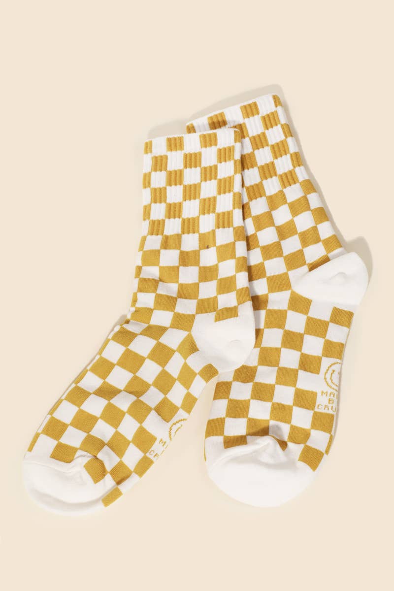 Yellow White Checkered Socks