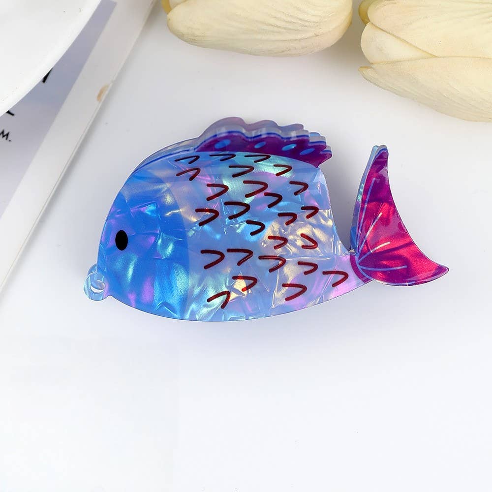 JUMBO VIBRANT OCEAN SEA FISH HAIR CLAW CLIPS