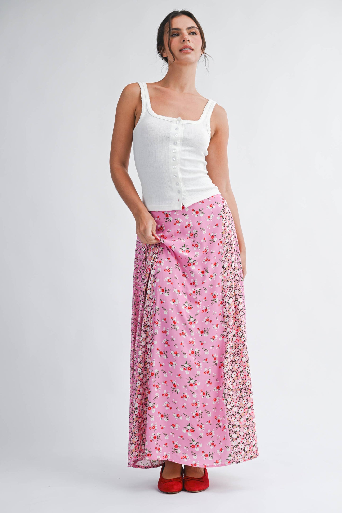 Pointelle Button Front Cami Tank