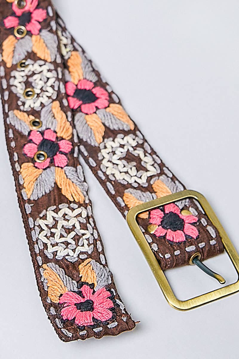 Handcrafted Flower Embroidered Bead Accessory Belt
