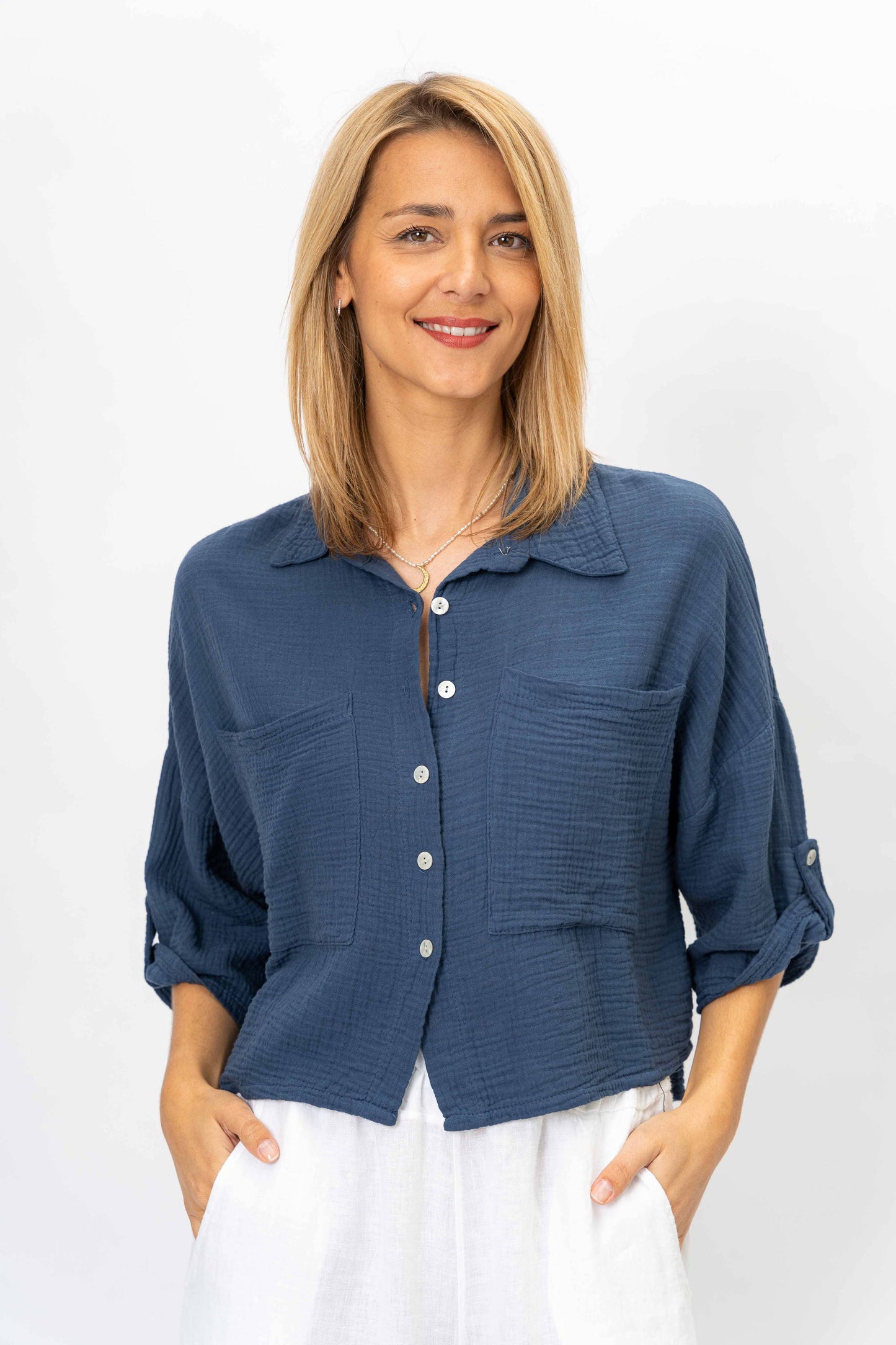 Button up Gauze Top