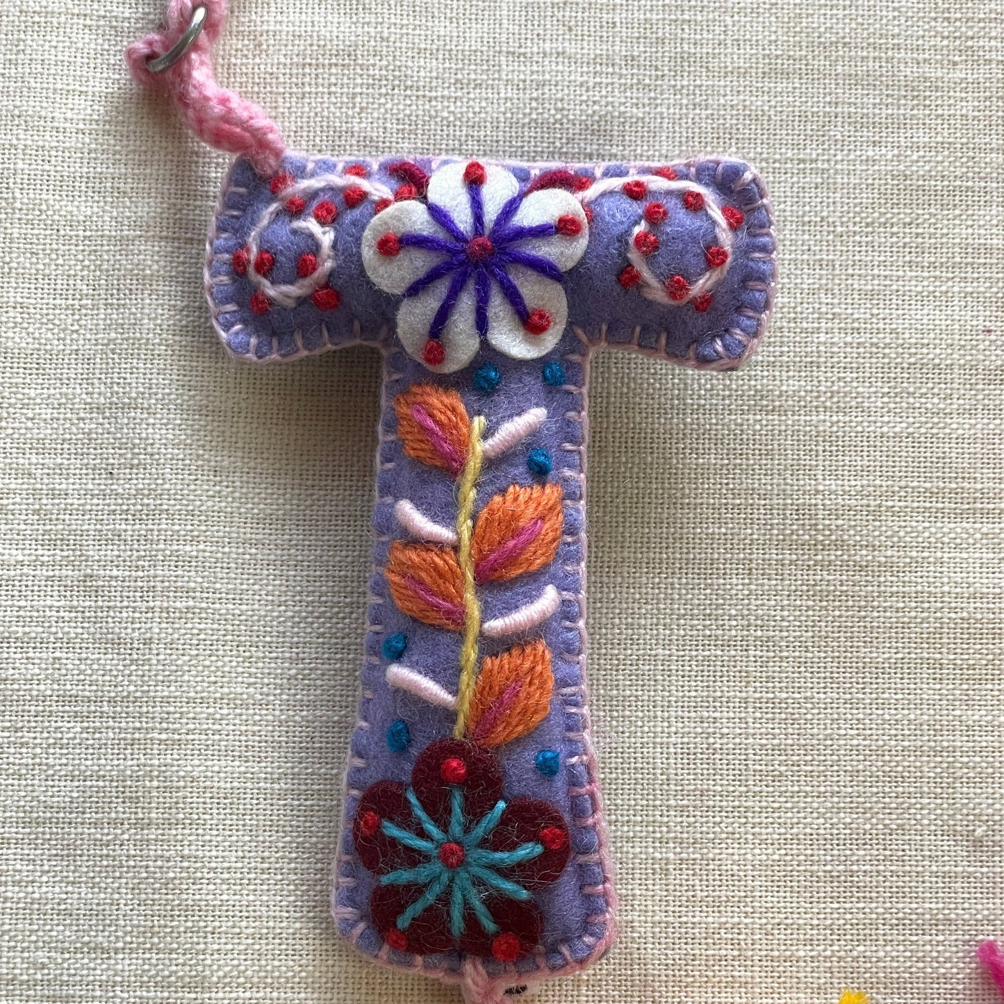 T - Hand Embroidered Keychain
