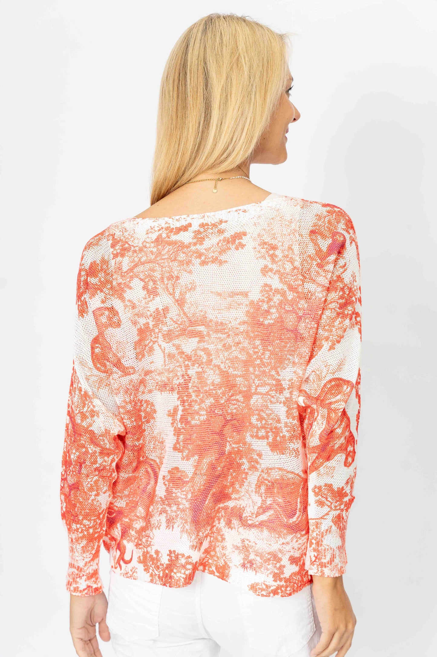 "Toile de Jouy" Printed Batwing Sweater