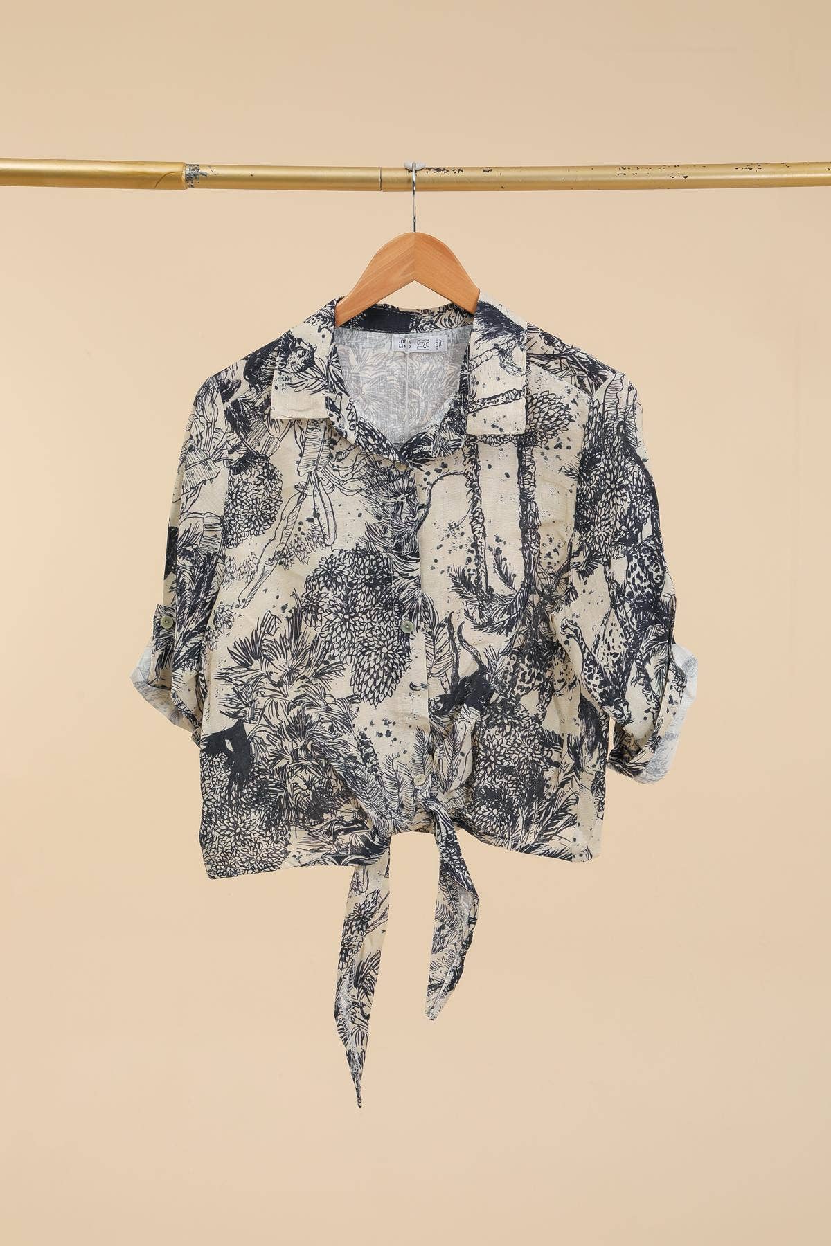 Jungle Toille Linen Blouse
