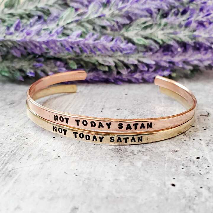NOT TODAY SATAN Skinny Adjustable Cuff Bracelet