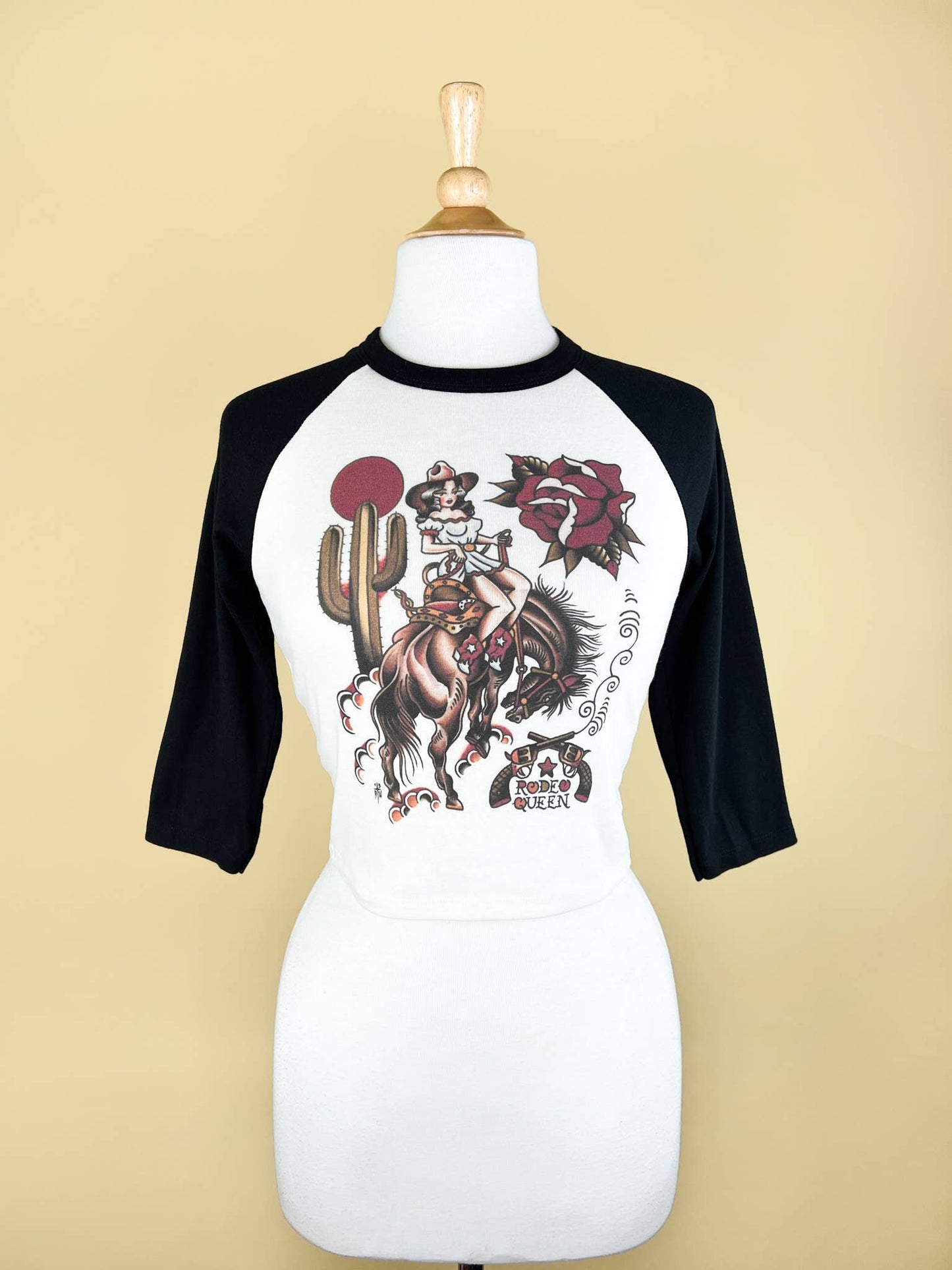 Rodeo Queen Cropped Baby 3/4 Raglan tee