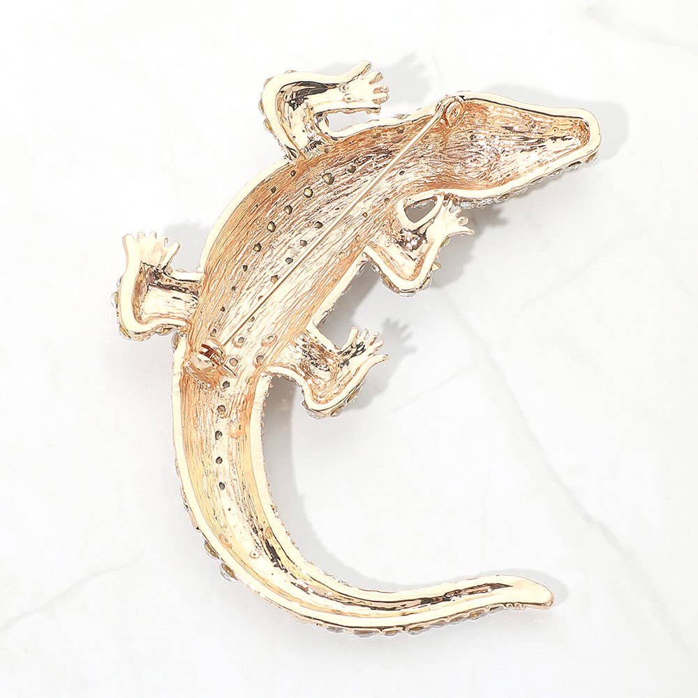 Crystal Pave Crocodile/Alligator Pin Brooch