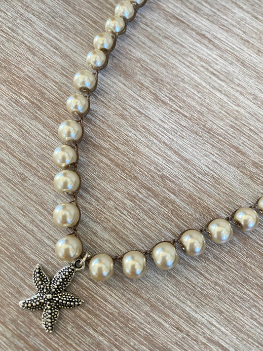 Starfish Pendant on Glass Pearl Strand