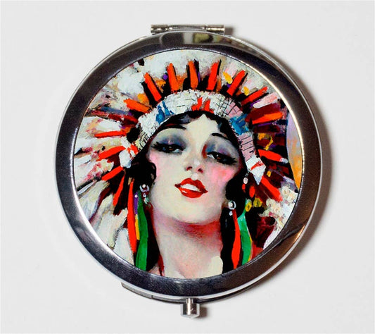 Art Deco Native American Compact Mirror