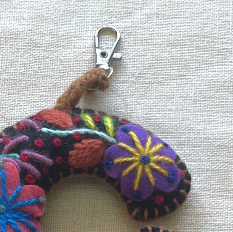 C - Hand Embroidered Keychain, Peru